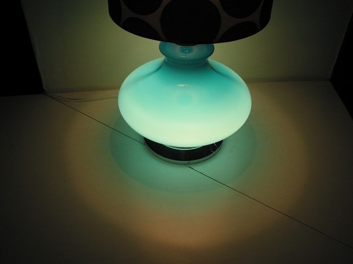 S Blue Dot Shade Glass Base Lamp