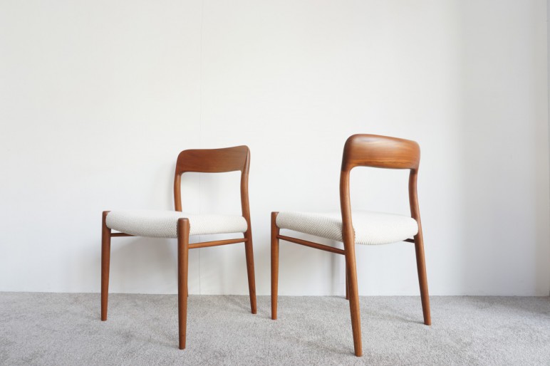 J.L.Moller Model No.75 Chair Teak / J.L.モラー ニールス・O・モラー チーク チェア 2脚セットA «  ビンテージ北欧家具 « デザイナーズアイテム « ジェイエルモラー・ニールスモラー(J.L.Moller・N.O.Moller) « VINTAGE  « ビンテージ北欧家具・修理｜DECO-BOCO